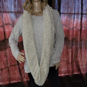 Cream colored fleece looking infinity scarf
